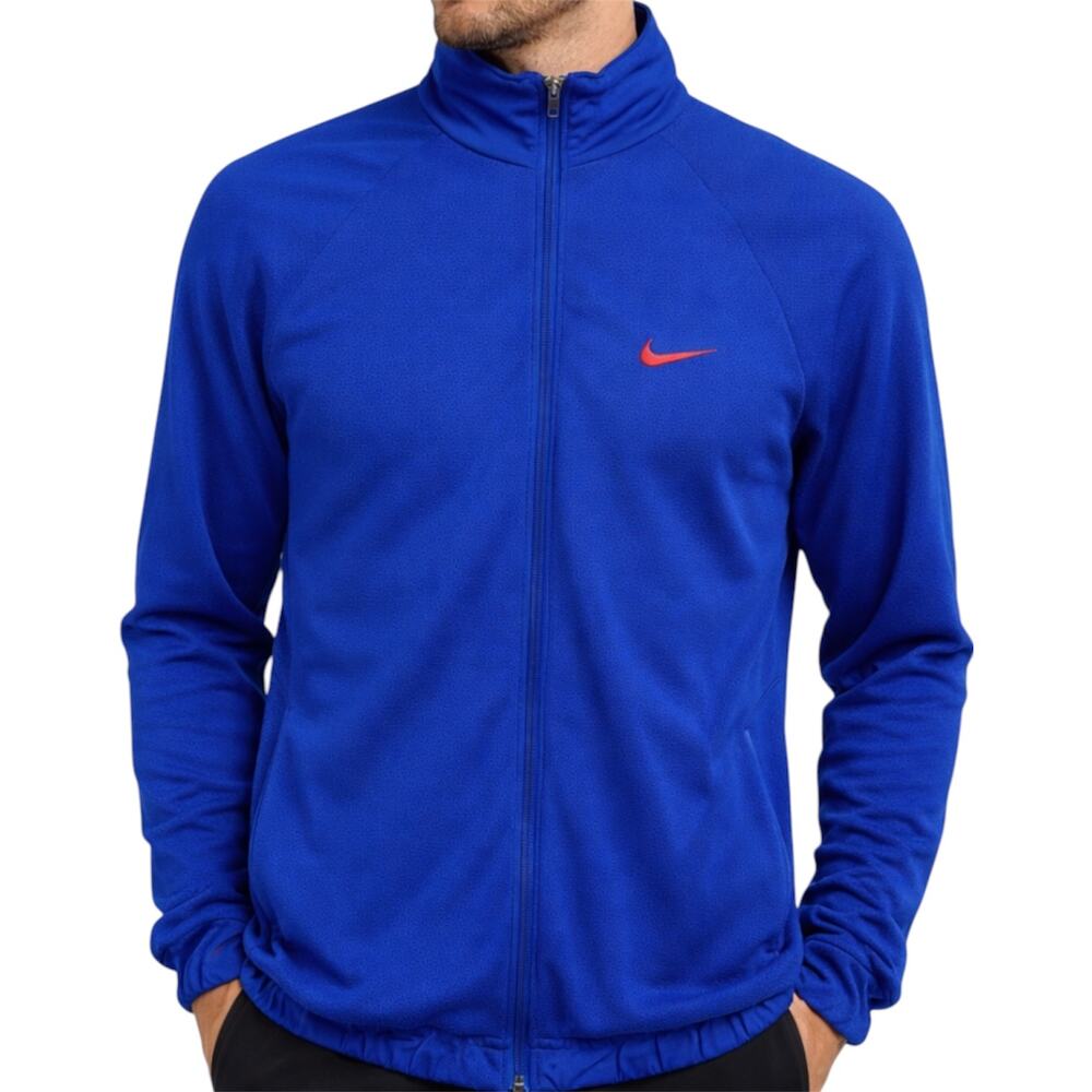 Nike Reversible Windbreaker Jacket Full Zip Logo Hidden Hood Royal Blue M